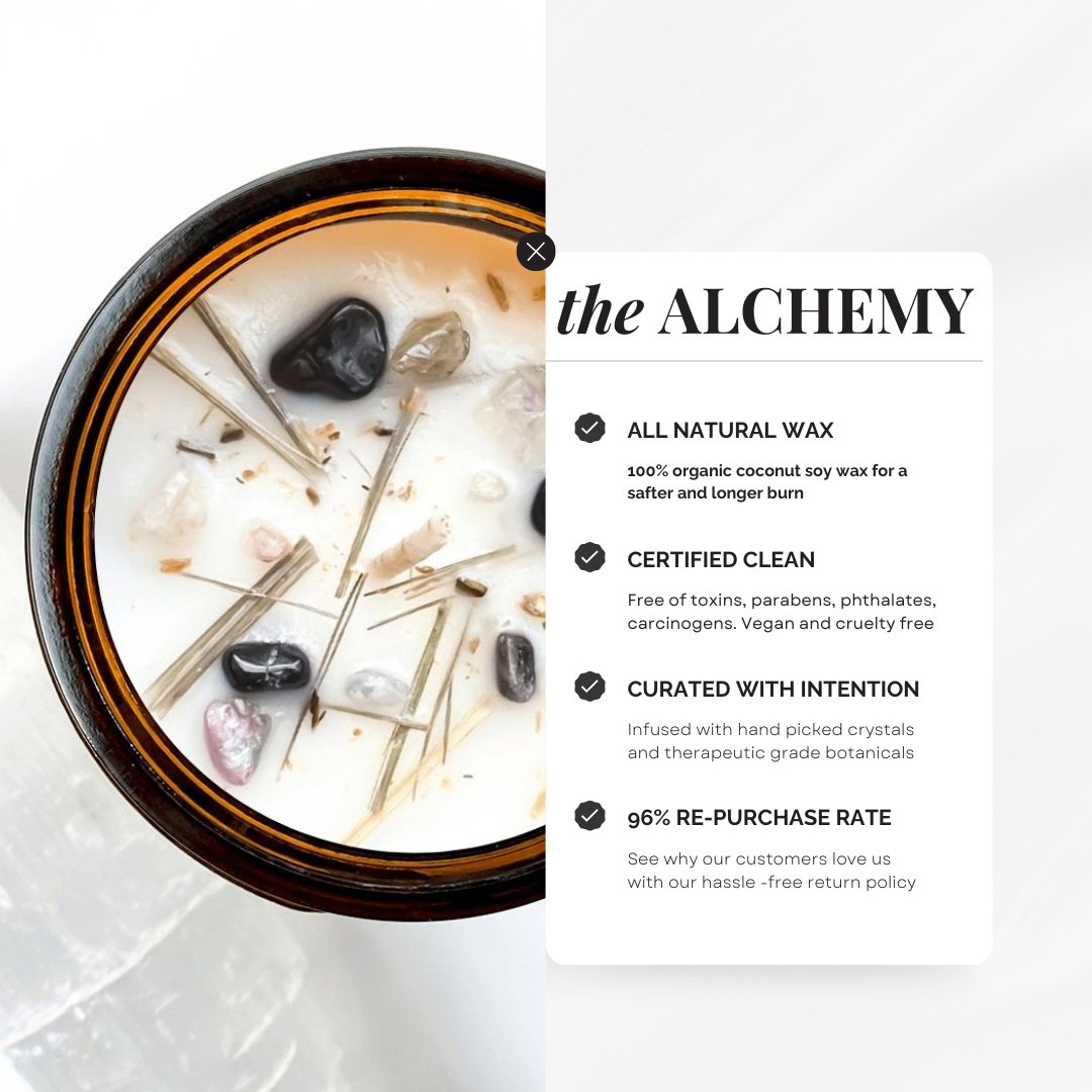 ALIGNMENT - Candles with crystals, Crystal candles, Alchemist + Co
