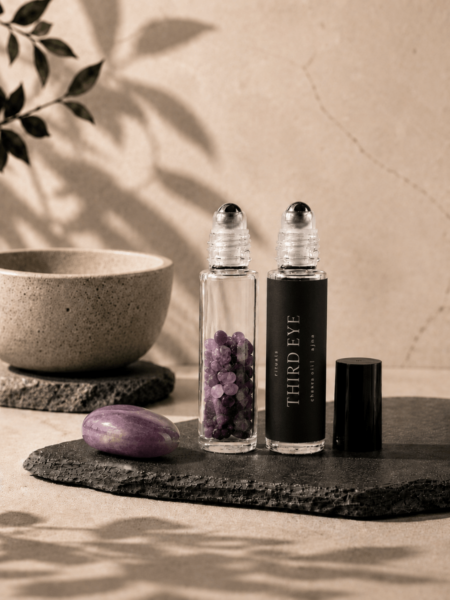 Third Eye Chakra Balancing Roller with amethyst by Alchemist + Co. 