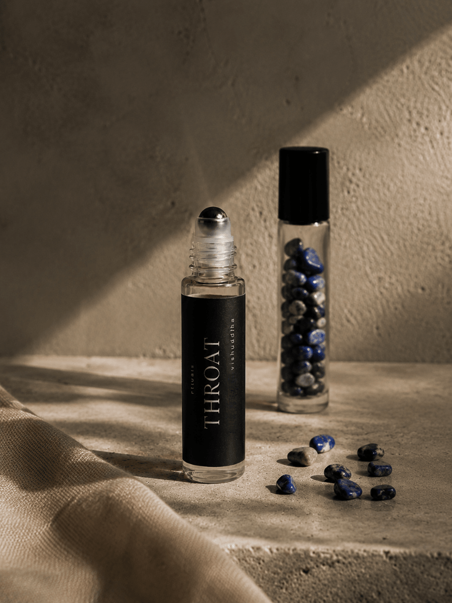 Throat Chakra Balancing Roller with lapis lazuli by Alchemist + Co.