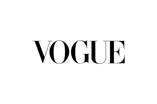 Black 'VOGUE' logo on a white background