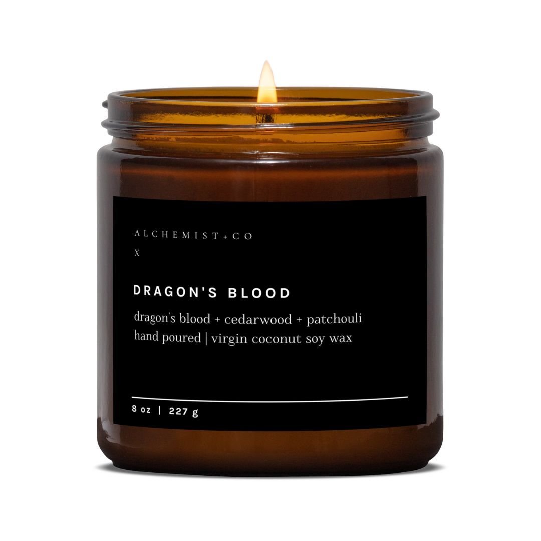 DRAGON'S BLOOD - Candles with crystals, Crystal Candles, Alchemist + Co