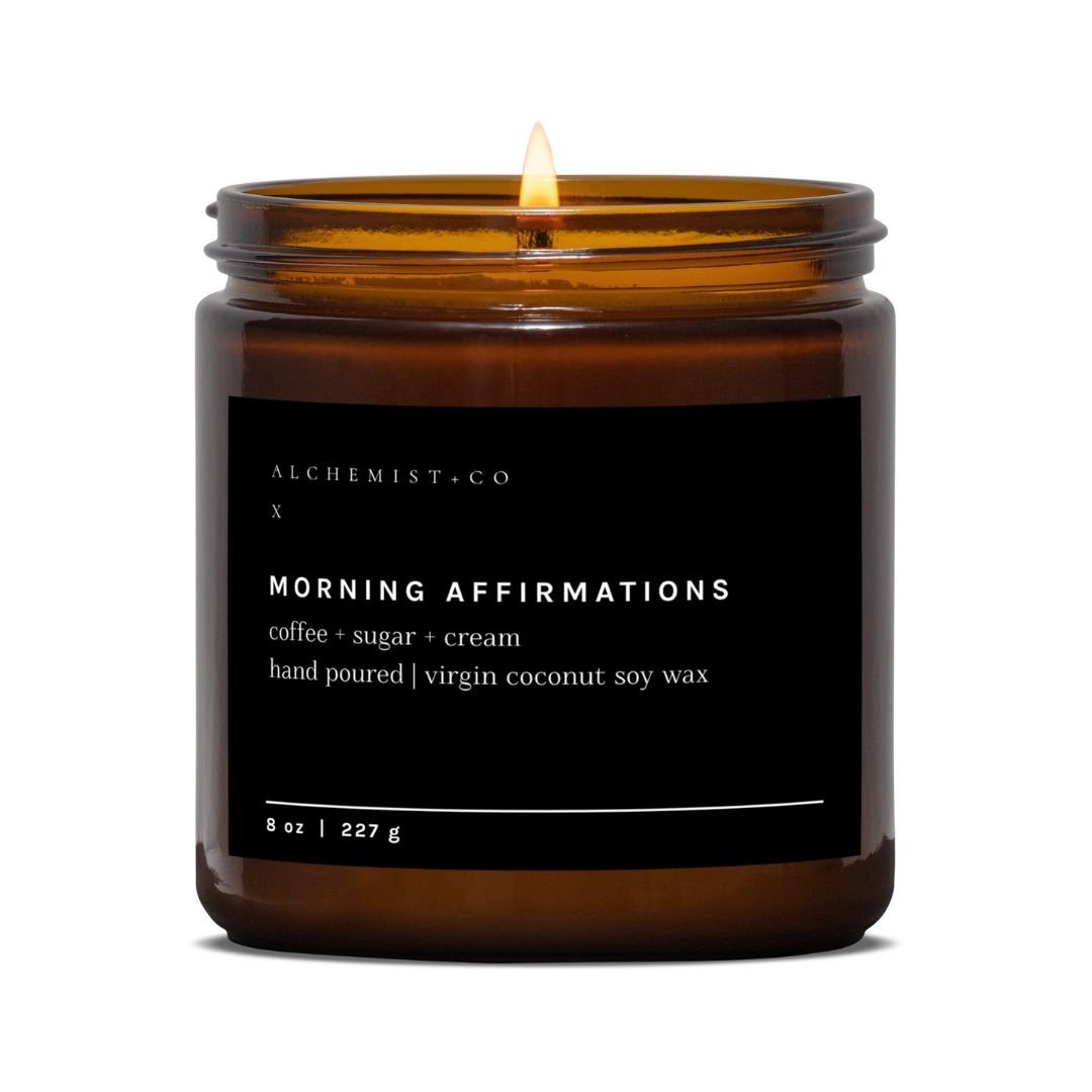 MORNING AFFIRMATIONS - Candles with crystals, Crystal Candles, Alchemist + Co