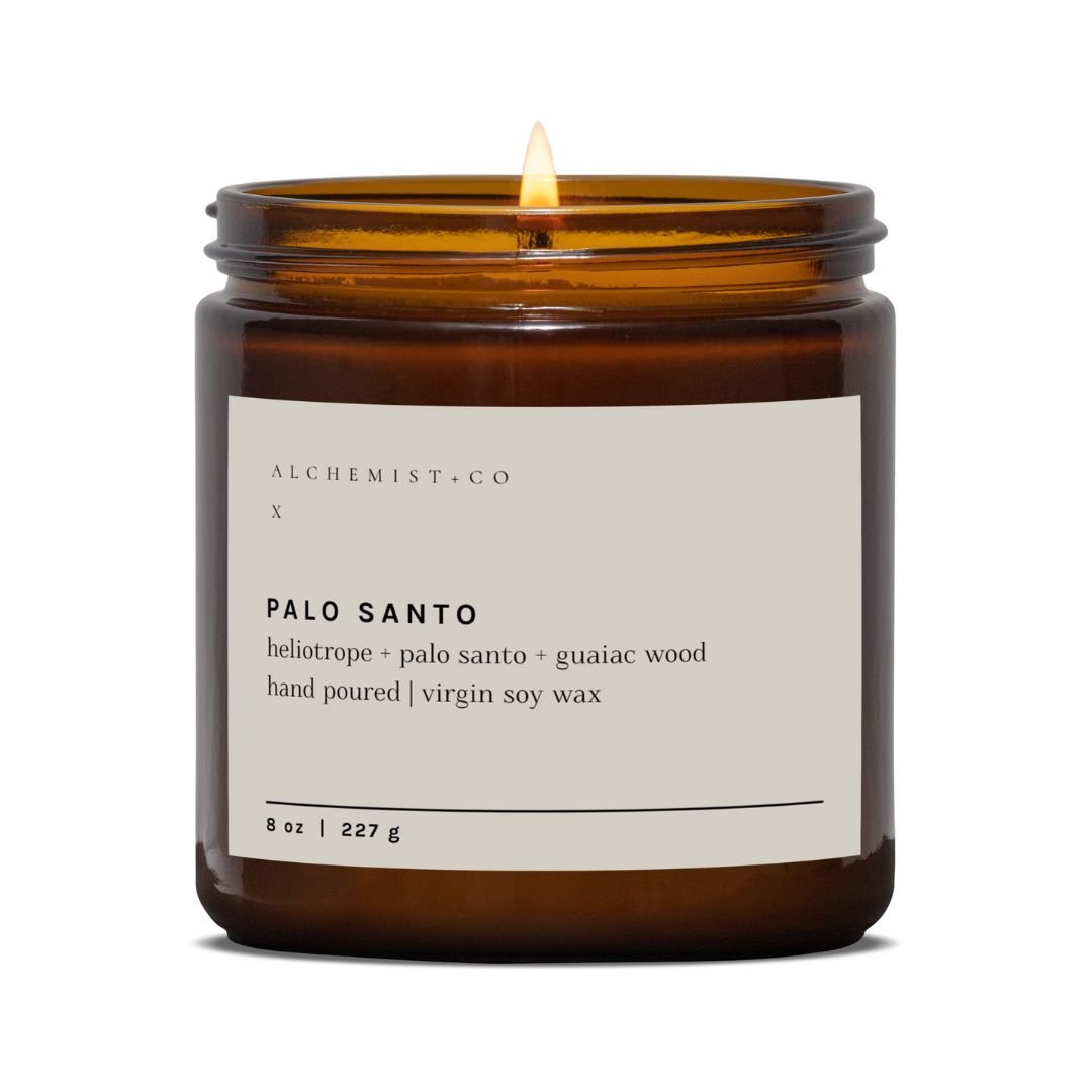 PALO SANTO - Candles with crystals, crystal candles, Alchemist + Co