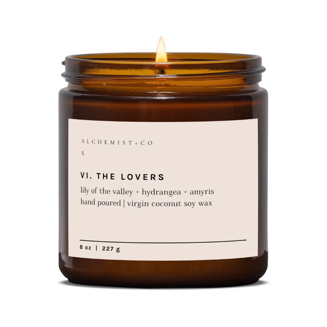 VI. THE LOVERS - Candles with crystals, Crystal candles, Alchemist + Co